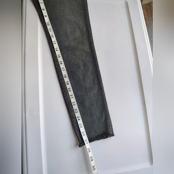 Madewell 10" high rise skinny jeans exposed button fly frayed Hem grey sz 27. - Picture 9 of 17